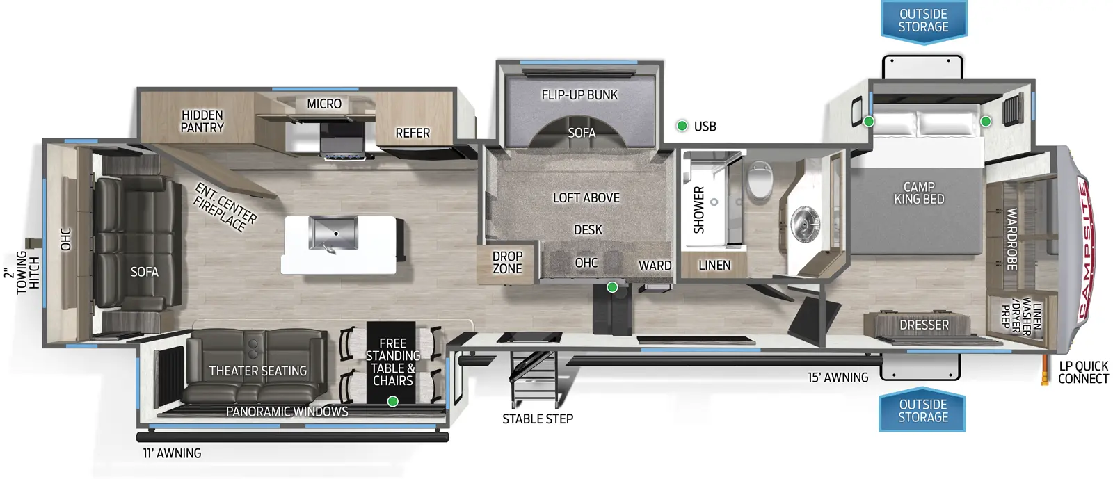 Campsite Elite 36RF Floorplan